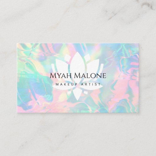 Holografische Opal Stone lotus Visitekaartje (Voorkant)