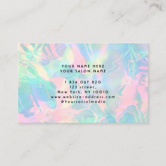 Holografische Opal Stone lotus Visitekaartje (Achterkant)