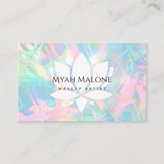 Holografische Opal Stone lotus Visitekaartje (Voorkant)