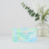 Holografische Opal Stone Marble Script QR Code Bla Visitekaartje (Staand voorkant)