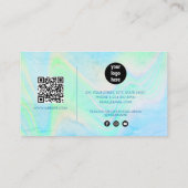 Holografische Opal Stone Marble Script QR Code Bla Visitekaartje (Achterkant)