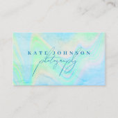 Holografische Opal Stone Marble Script QR Code Bla Visitekaartje (Voorkant)