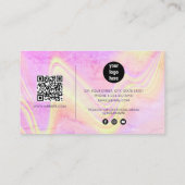 Holografische Opal Stone Marble Script QR Code Visitekaartje (Achterkant)