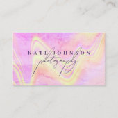 Holografische Opal Stone Marble Script QR Code Visitekaartje (Voorkant)