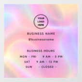 Holografische openingstijd met logo openingsuren raamsticker (Vel)