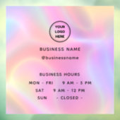 Holografische openingstijd met logo openingsuren raamsticker (Vel 3)