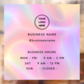 Holografische openingstijd met logo openingsuren raamsticker (Vel 2)