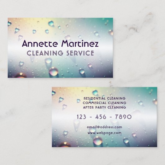 Holografische oppervlakte en waterdruppels visitekaartje (Voorkant / Achterkant)