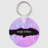 Holografische Paarse Glitter Aangepaste Naam Agaat Sleutelhanger (Achterkant)