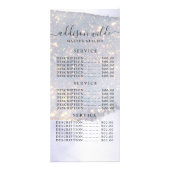 Holografische Paarse Glitter Luxe Glam Prijslijst Reclamekaart (Voorkant)