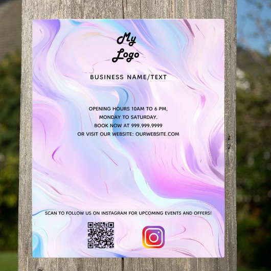 Holografische paarse qr code instagram business lo