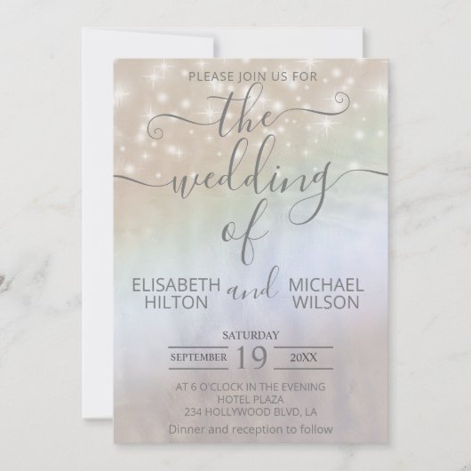 Holografische parel schittert romantische trendy kaart (Voorkant)