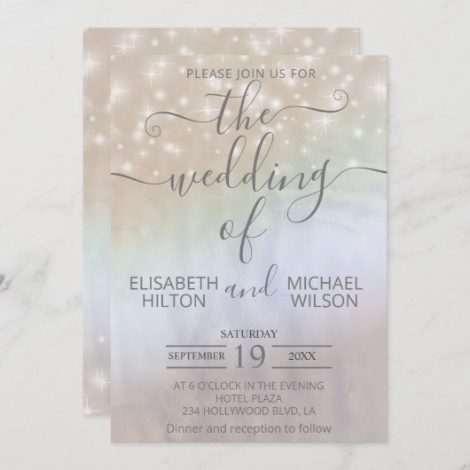 Holografische parel schittert romantische trendy kaart (Voorkant / Achterkant)