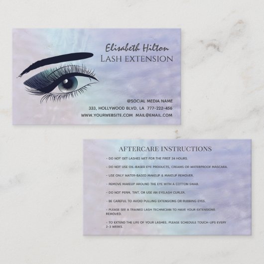 Holografische parelen, make-up oog na zorg visitekaartje (Voorkant / Achterkant)