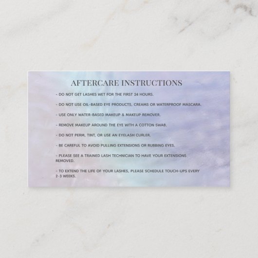 Holografische parelen, make-up oog na zorg visitekaartje (Achterkant)