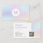 Holografische Pastel Iriserende Haar Stylist Visitekaartje (Voorkant / Achterkant)