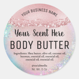 Holografische Pastel Roos Gouden Body Butter Label