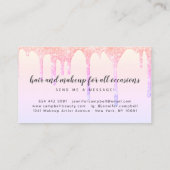 Holografische pastel roze glitter druppels make-up visitekaartje (Achterkant)