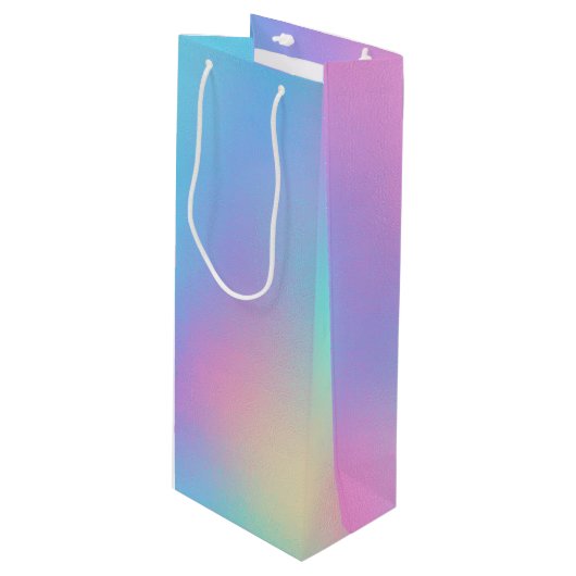 Holografische Pasteldroom Wijn Cadeautas (Voorkant Gekanteld)