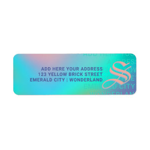 Holografische Pastels Monogram Terugadres Etiket
