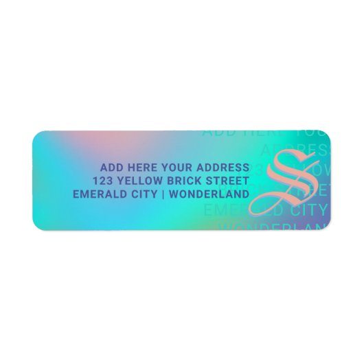 Holografische Pastels | Monogram Terugadres Etiket (Voorkant)
