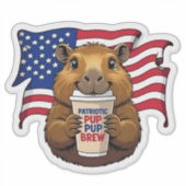 Holografische Patriottische Capybara Sticker (Voorkant)