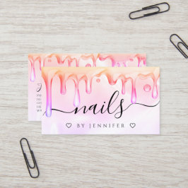 Holografische Poolse Drips Nagels Kunstenaar QR Co Visitekaartje