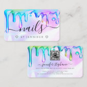 Holografische Poolse Drips Nagels QR-code Contactkaartje (Voorkant / Achterkant)