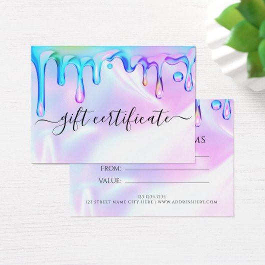 Holografische Poolse druppels nagels Cadeaubon Visitekaartje (Bureau)