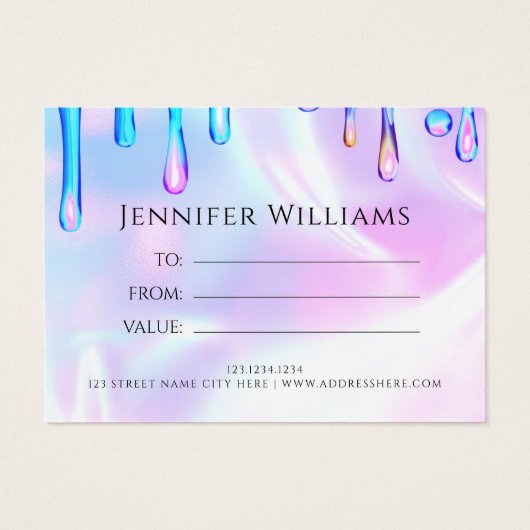 Holografische Poolse druppels nagels Cadeaubon Visitekaartje (Achterkant)