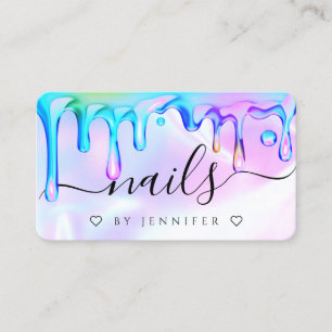 Holografische Poolse druppels nagels QR-code Contactkaartje