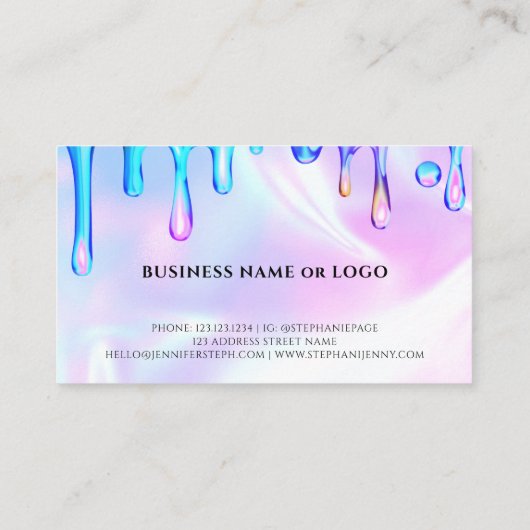 Holografische Poolse druppels nagels schoonheidssa Klantenkaartje (Achterkant)