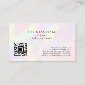 Holografische Poolse Nail Artist QR Code Roze Scho Contactkaartje (Achterkant)