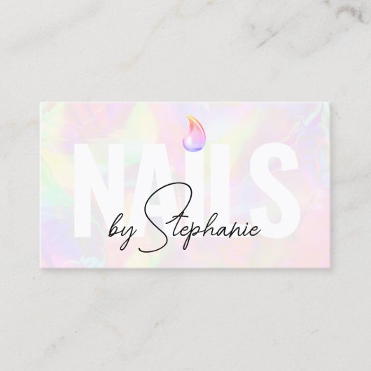 Holografische Poolse Nail Artist QR Code Roze Scho Contactkaartje (Voorkant)