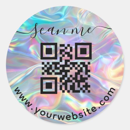 Holografische QR-code en aangepaste tekst ronde St Ronde Sticker (Voorkant)