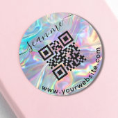 Holografische QR-code en aangepaste tekst ronde St Sticker