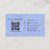 Holografische QR-code haarstylist modern Visitekaartje (Achterkant)