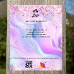 Holografische qr code instagram tekst business log flyer<br><div class="desc">Personaliseer en voeg uw zakelijke logo,  naam,  adres,  jouw tekst,  uw eigen QR-code toe aan uw Instagram-account. Blush roze,  paarse,  blauw,  holografische achtergrond versierd met confetti.</div>