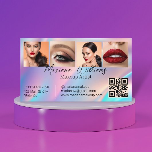 Holografische QR-code Make-up Artist 4 foto's Beau Visitekaartje