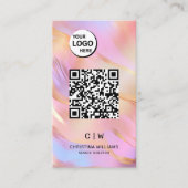 Holografische QR-Code Monogramnaam Visitekaartje (Voorkant)