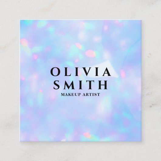 Holografische QR Code Regenboog Schoonheidssalon S Vierkante Visitekaartje (Voorkant)