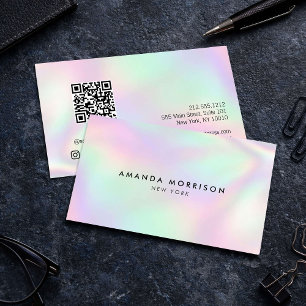 Holografische QR-code Sociale Media Minimalistisch Visitekaartje