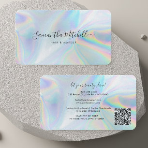 Holografische QR-codehandschrift en makersalon Visitekaartje
