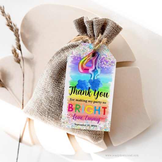 Holografische Rainbow 4th Birthday Gift Label Cadeaulabel