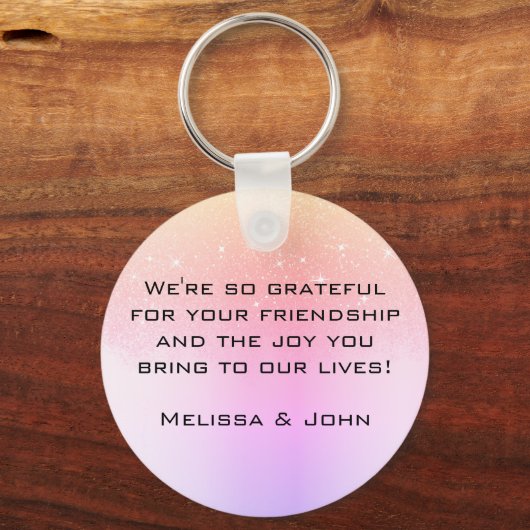 Holografische Rainbow Luxe Ombre Glitter Regen Mod Sleutelhanger (Achterkant)