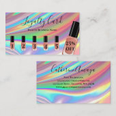 Holografische Rainbow Nail Salon Loyaliteit Visitekaartje (Voorkant / Achterkant)