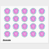 Holografische regenboog aangepaste logo roze bedan ronde sticker (Vel)