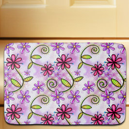 Holografische regenboog bloemencollage badmat