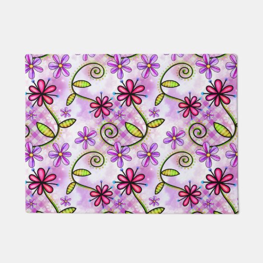 Holografische regenboog bloemencollage deurmat (Voorkant)