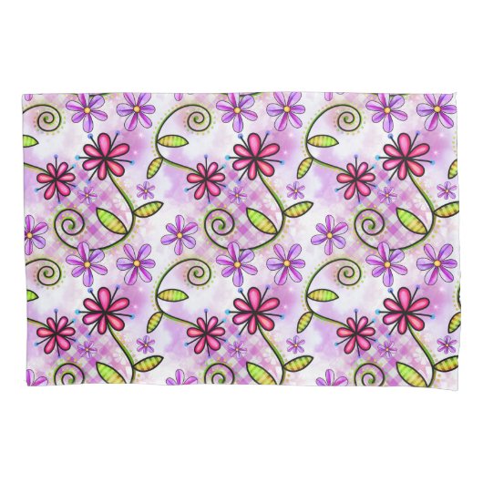 Holografische regenboog bloemencollage kussensloop (Voorkant)